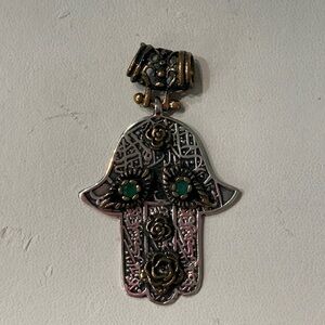 Sterling Silver and Brass Hamsa Pendant